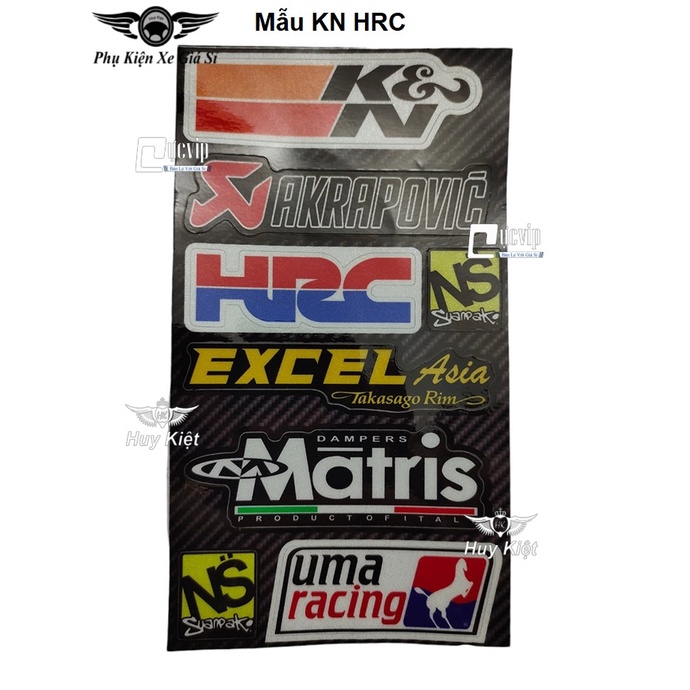 Bộ Tem Dán Phản Quang Cao Cấp Logo King Drag, Mèo Thần Tài, KN HRC, Siêu Nhân MS4836