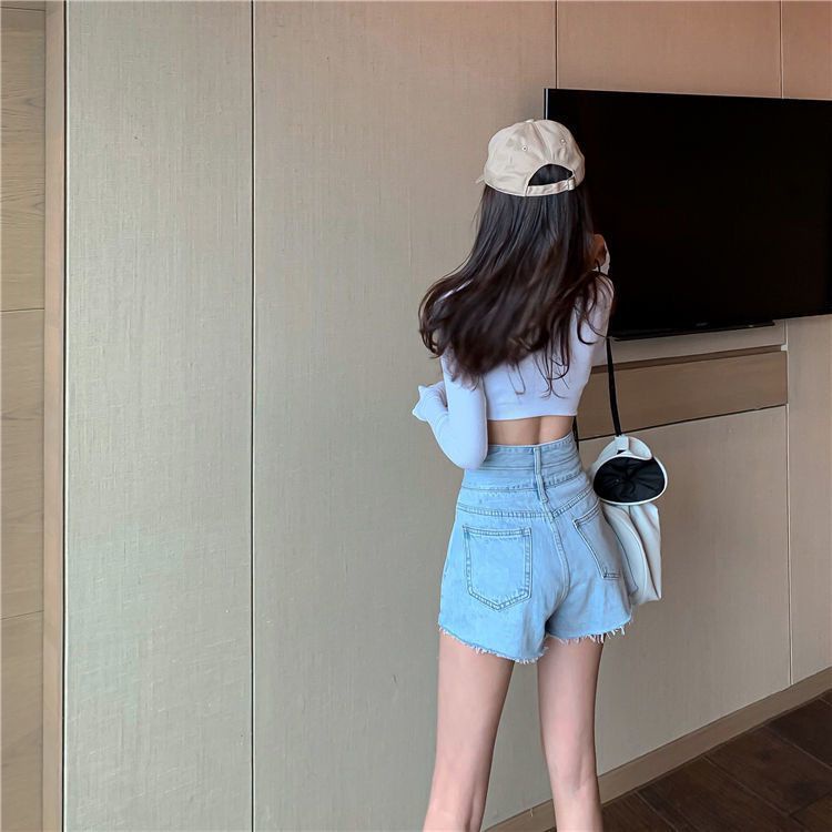 Quần Short Denim Cạp Cao Gợi Cảm Plus Size Cho Nữ