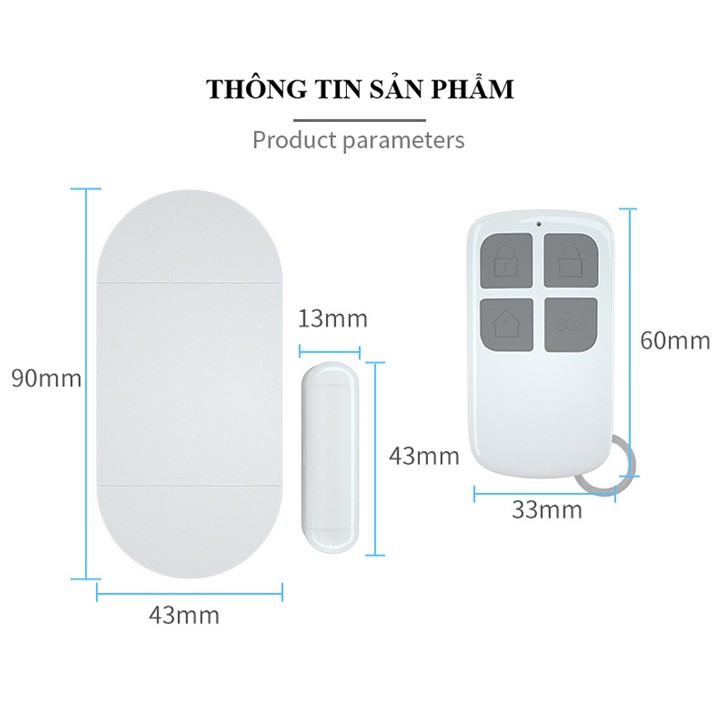 Báo động chống trộm CTFAST, chuông báo khách mở cửa đa chức năng có điều khiển từ xa MC