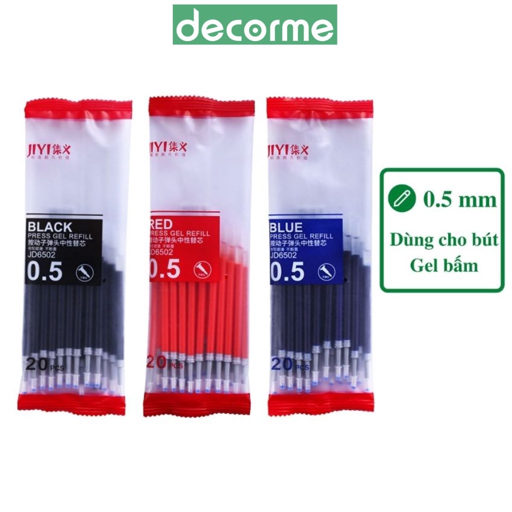 Ngòi gel ruột bút gel bấm DecorMe bullet 0.5mm dài 11cm cho viết gel bấm viết trơn