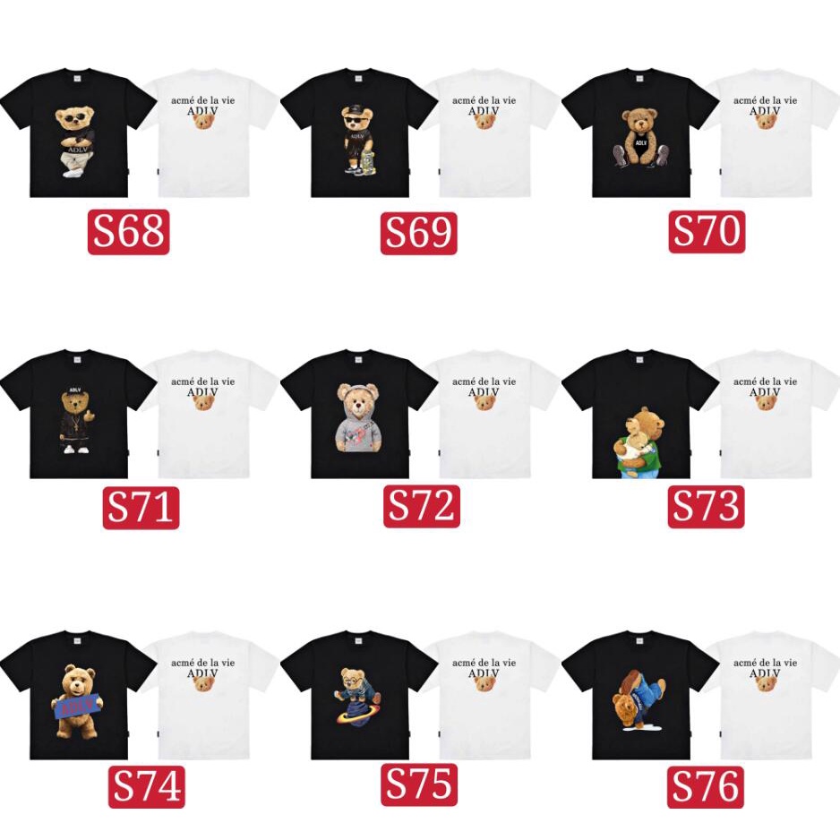 Áo Thun Cotton Tay Ngắn Oversize In Hình Gấu Thể Thao Acmedelavie Thời Trang Unisex