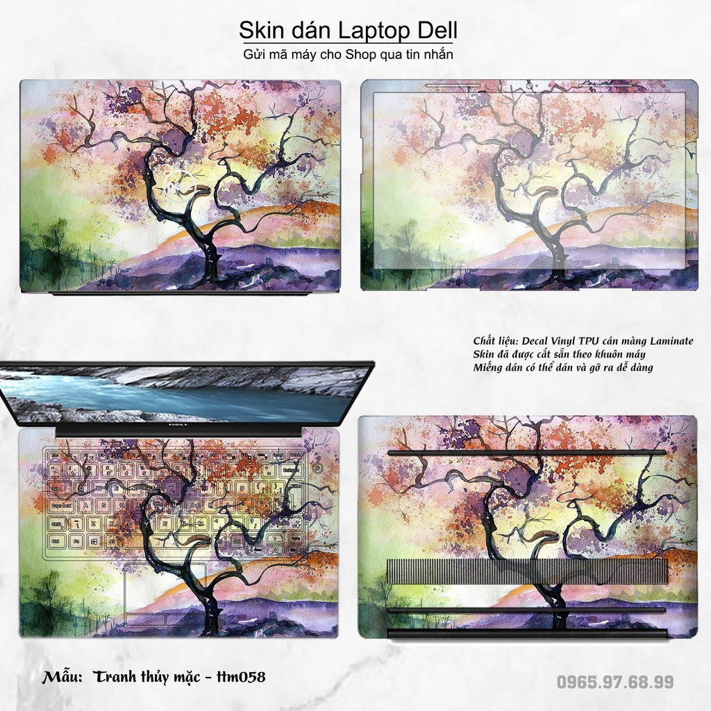 Skin dán Laptop Dell in hình Tranh thủy mặc nhiều mẫu 3 (inbox mã máy cho Shop)