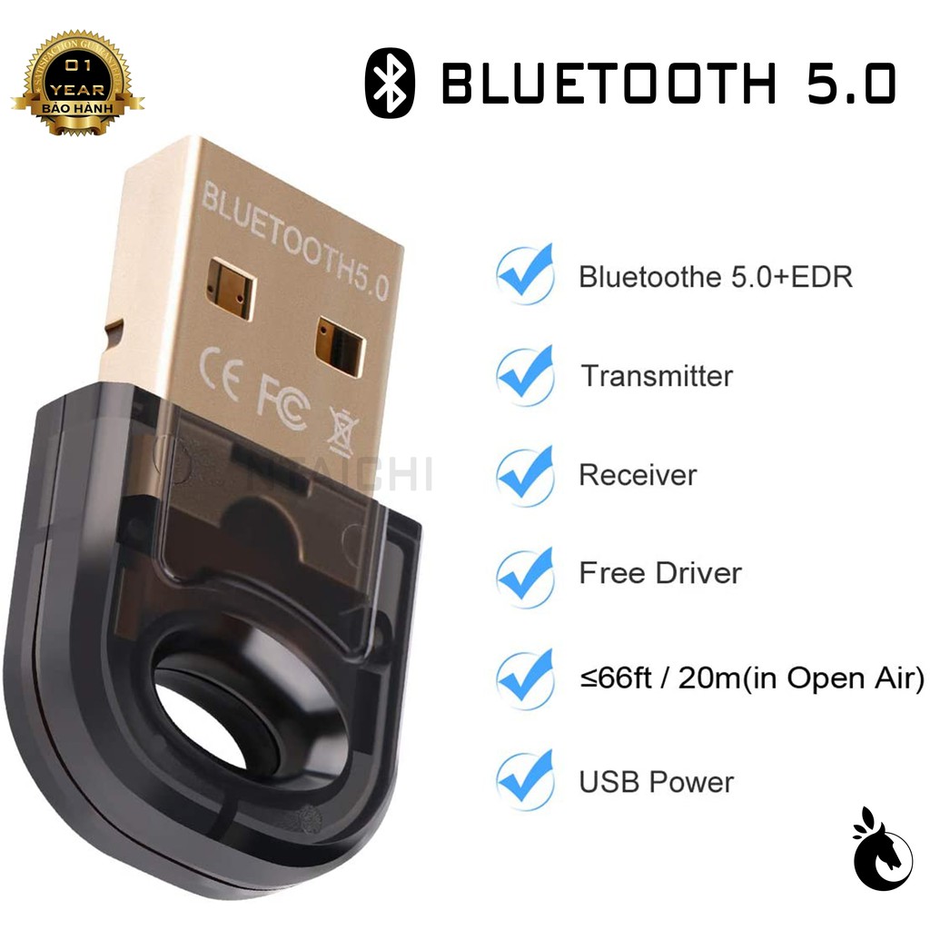 Adapter USB Bluetooth Dongle 5.0 chính hãng Chipset Realtek RTL8761B sử dụng cho PC/ Laptop ….