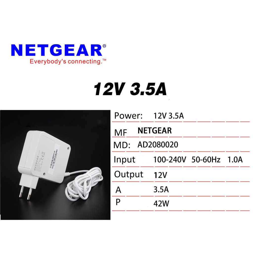 Nguồn Adapter 12V 3.5A NETGEAR Jack 5.5x2.1MM💚💚Chính Hãng💚💚12V3.5A AD2080020