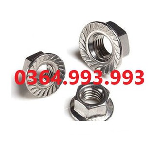 Gói 50 cái Ecu liền long đen/ Đai ốc liền vành M4, M5, M6, M8, Chất liệu: Inox 304