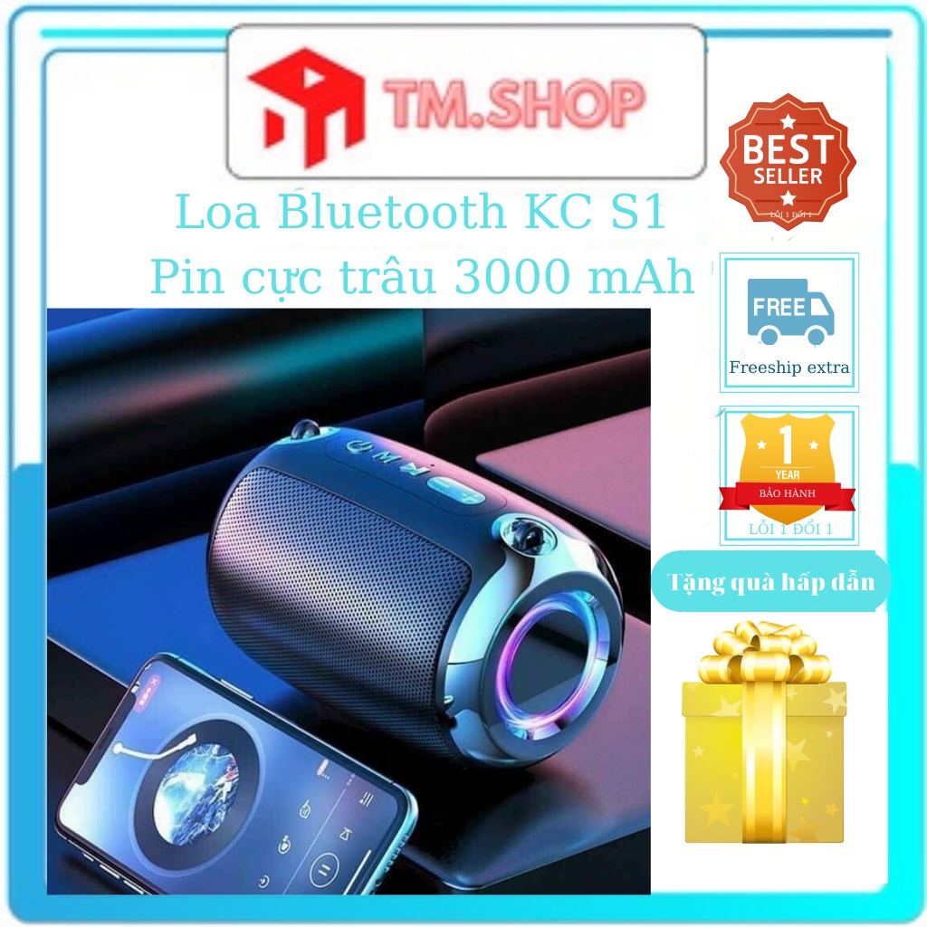 Loa nghe nhạc bluetooth KC S1 mini có thẻ nhớ, Pin 3000 mah cực trâu dùng liên tục trong 10 giờ