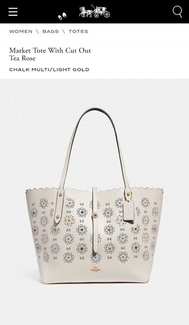 🆘RẺ VÔ ĐỊCH🆘Túi Coach Tote Bag with cut out Tea rose