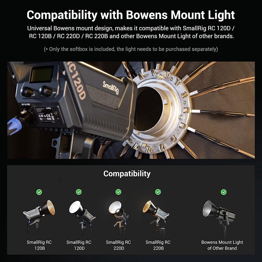 SmallRig RA-D55 Parabolic Softbox 3585 - Lồng Tản Sáng 55cm Dành Cho Đèn SmallRig RC120D/RC120B/RC220D/RC220B