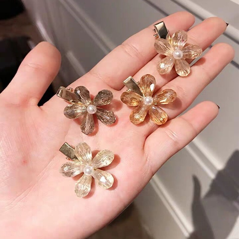 Kẹp tóc Haimeikang hình hoa đính đá thời trang nhỏ xinh dành cho nữ