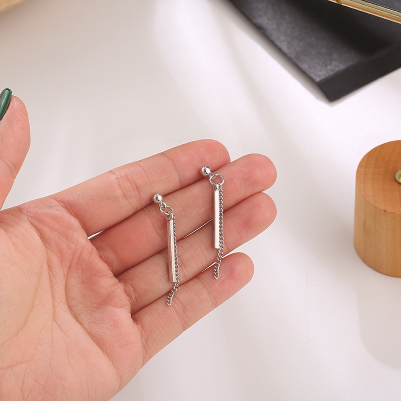 Đôi Khuyên tai dáng dài PAPAOZHU bằng bạc thời trang sành điệu cho nữ