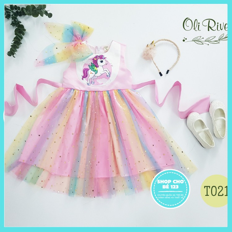 [HÀNG CAO CẤP]❤️ FREESHIP ❤️Đầm Công chúa bé gái ngựa Pony-Váy công chúa Oli River 7 màu lấp lánh cực yêu sz 1-8 tuổi