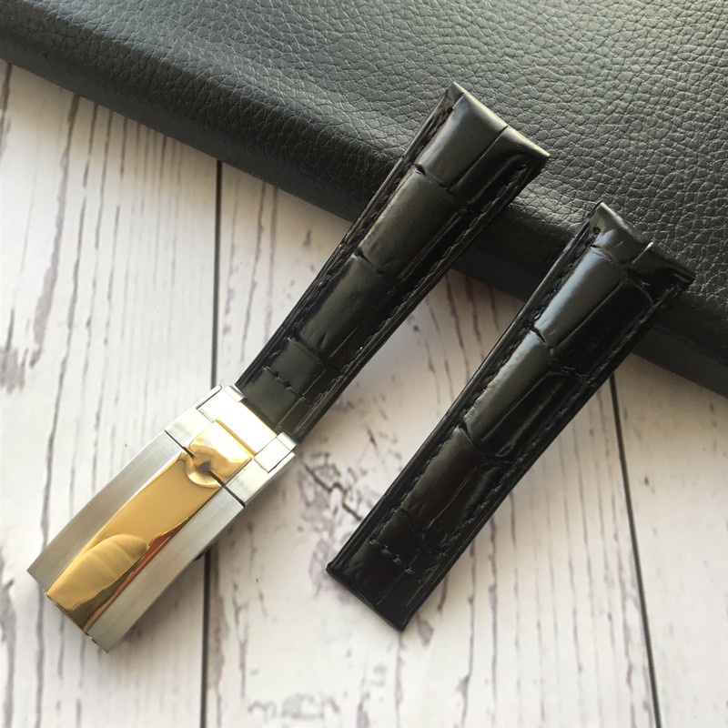 ROLEX Dây Đeo Bằng Da Thật Màu Xanh Lá 20MM Dành Cho Tàu Ngầm