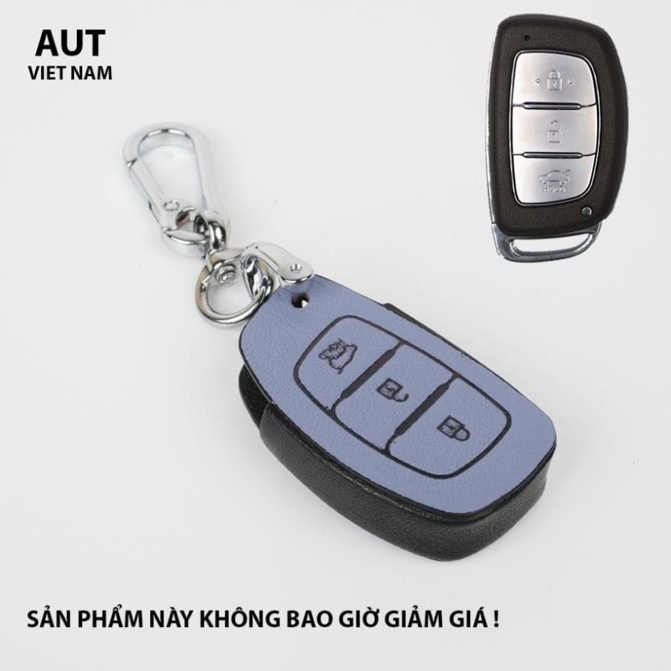 Bao da chìa khóa Smartkey Hyundai Tucson I10 da bò handmade cao cấp