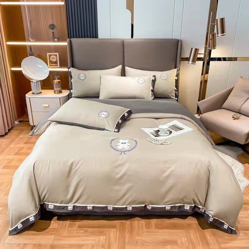 bộ chăn ga Cotton linen gucci bear, set chăn ga cao cấp