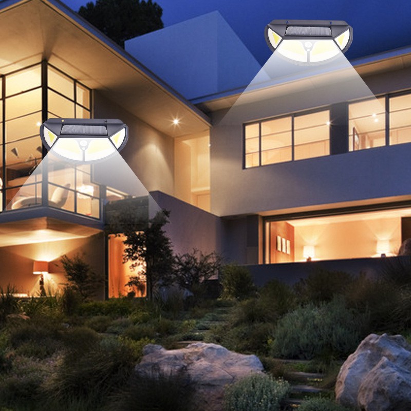 Đèn Led 122 Bóng Gắn Tường Năng Lượng Mặt Trời Siêu Sáng Cảm Biến Cơ Thể Người / Radar