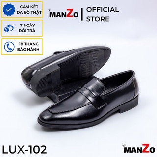 Giày tây nam cao cấp công sở màu đen lịch lãm manzo - giầy nam công sở da bò thật - lux 102