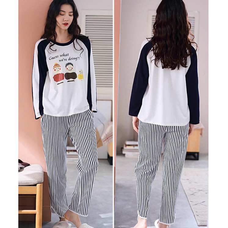 Set đồ nữ Đồ bộ mặc nhà vải COTTON 100% thông thoáng & thấm hút mồ hôi tốt, style Hàn Quốc