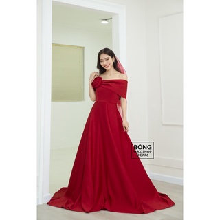 Váy cưới phi nhật đỏ trễ vai DC776PND