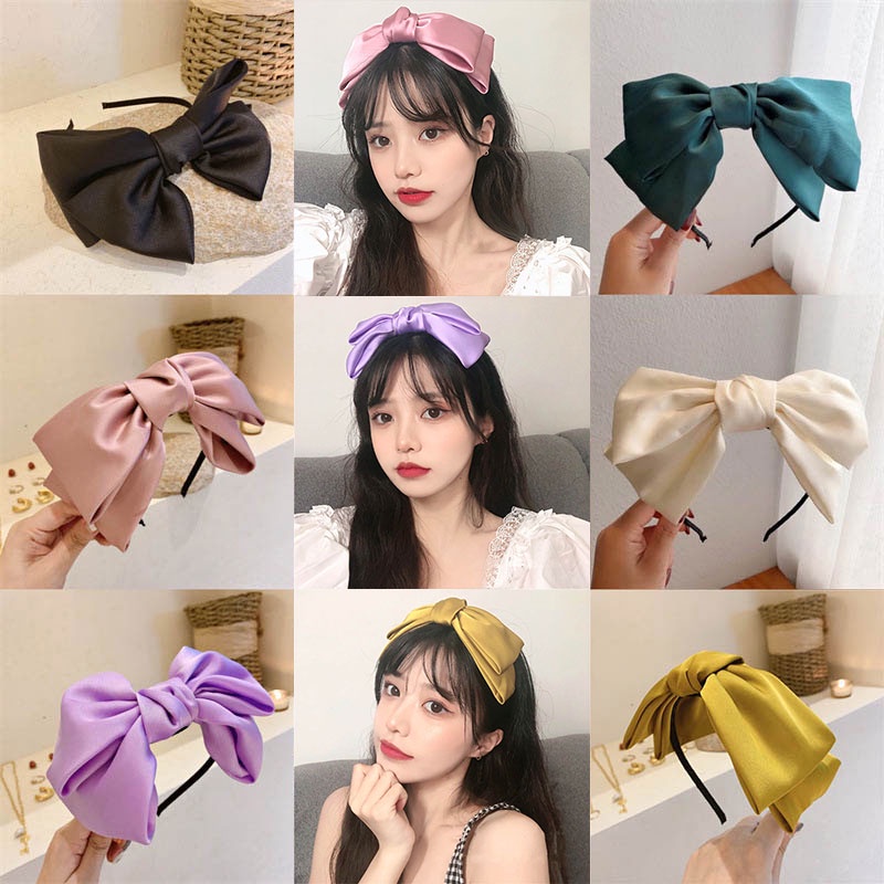 Băng Đô Cài Tóc Hình Nơ Màu Trơn Đơn Giản Phong Cách Hàn Quốc 2022 Dễ Thương