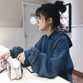 Áo nỉ hoodie chữ ống tay ulzzang