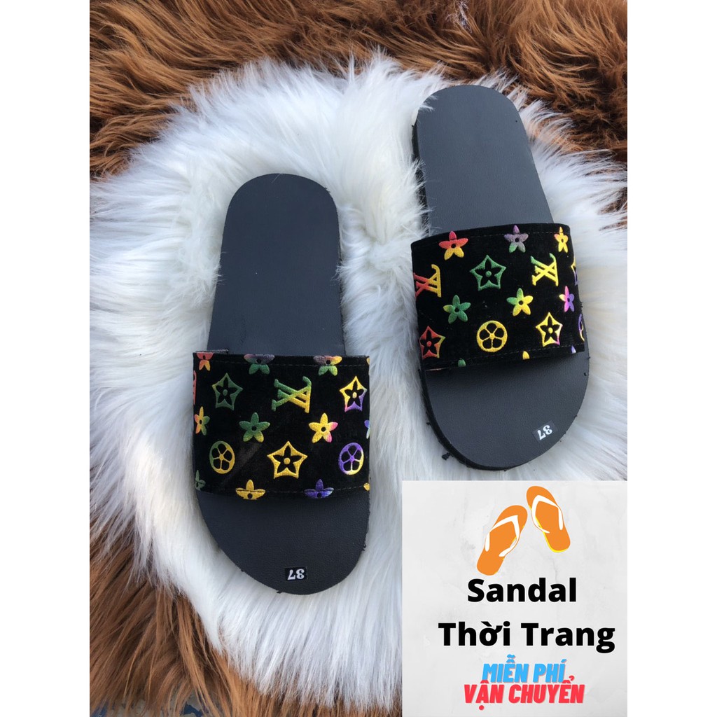 Dép quai ngang nữ nam, SANDALTHOITRANG Sandal quai ngang Trắng/Đen sandal đồng nai full size 30-44