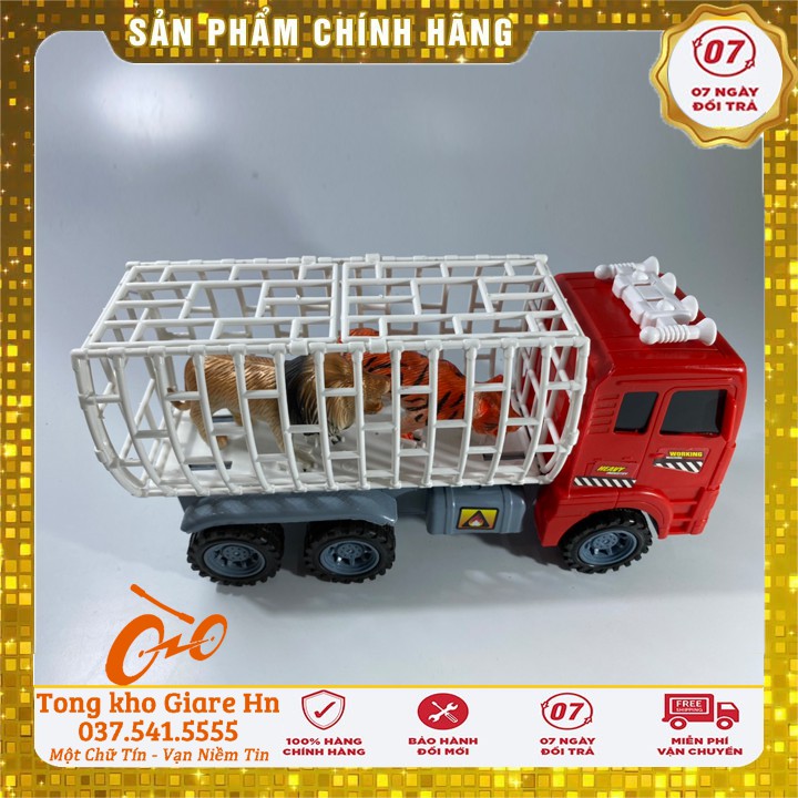 Xe đồ chơi cho bé, Xe chở thú kèm thú và đồ chơi, Nhựa an toàn có cót đẩy trợ lực