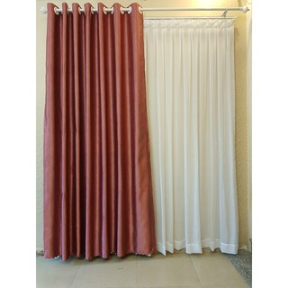 Rèm Cửa Đi may sẵn - 190x270cm Hoàng Yên - Chống nắng cao cấp vân chìm, giảm nhiệt, màu đỏ -  Khoen Lỗ R1-24