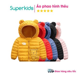 Áo phao cho bé hình thêu cute 12-24kg QATE521 phù hợp cho cả bé trai bé gái, siêu nhẹ siêu ấm