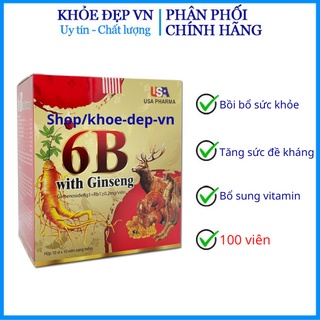 Vitamin tổng hợp 6B With Ginseng bồi bổ cơ thể, tăng sức đề kháng cho trẻ em người lớn Hộp 100 viên