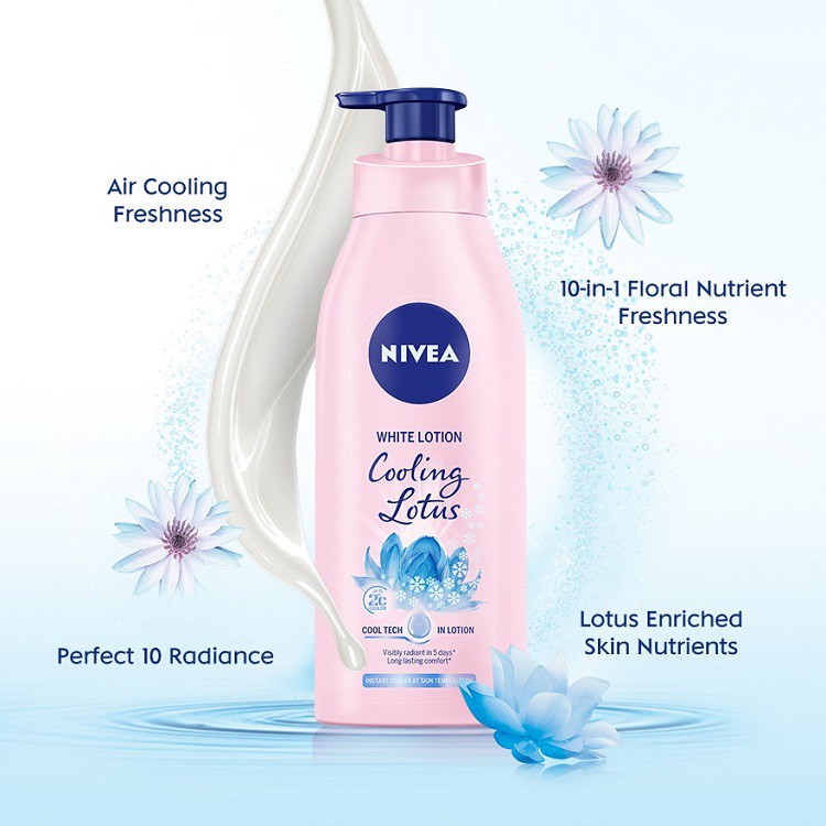 Sữa Dưỡng Thể Nivea Extra White Cooling Lotus Dưỡng Trắng Dịu Mát 350ml