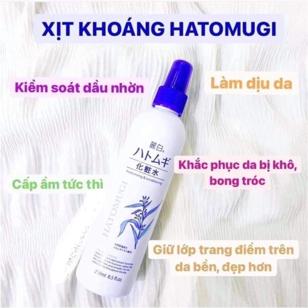 Xịt khoáng dưỡng ẩm và làm sáng da Reihaku Hatomugi 250ml Nhật Bản