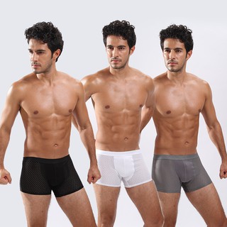 Men Bamboo Fiber Hollows Boxer Briefs Underwear L-XXXL