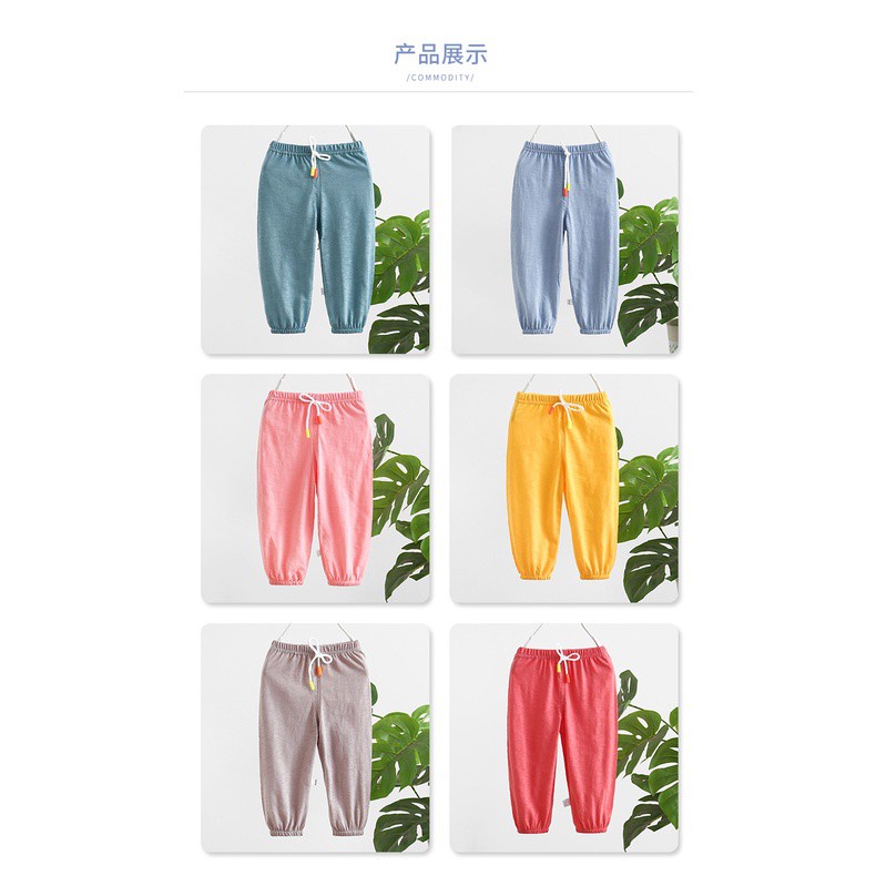 Quần Cotton Nguyên Chất Mỏng Nhẹ Thoáng Khí Chống Muỗi Cho Bé