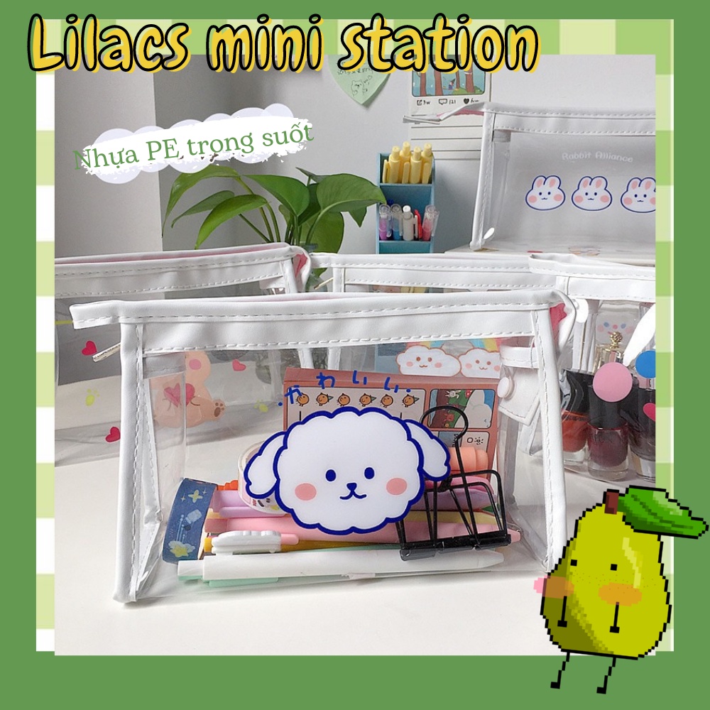 Túi Đựng Bút Đồ Dùng Học Tập Nhựa Trong In Hình Tiện Dụng nhỏ gọn Xinh Xắn Cute Khóa kéo