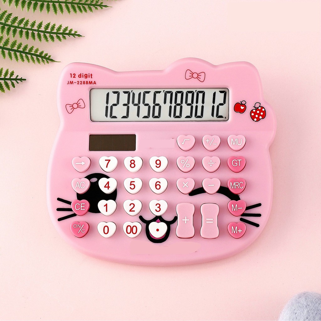 Máy Tính Hình Mèo Hello Kitty Có Pin Siêu Dễ Thương Kute Sử Dụng Pin Và Năng Lượng Mặt Trời