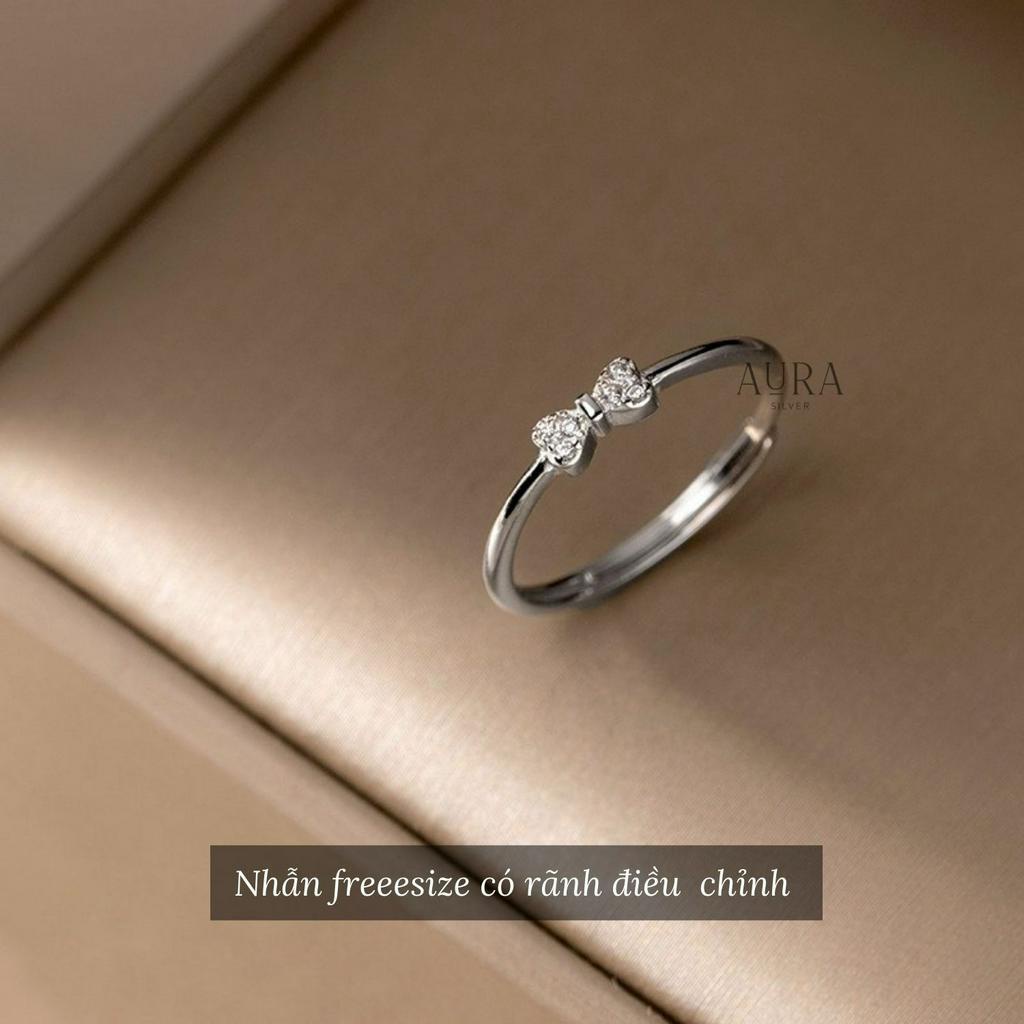 Nhẫn nữ bạc 925 nhẫn Nơ mini - AURA SILVER - N48