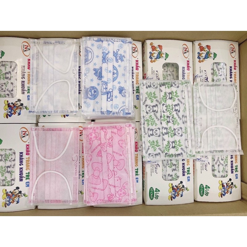 Khẩu trang y tế trẻ em hoạt hình 4 lớp - hộp 50c | BigBuy360 - bigbuy360.vn