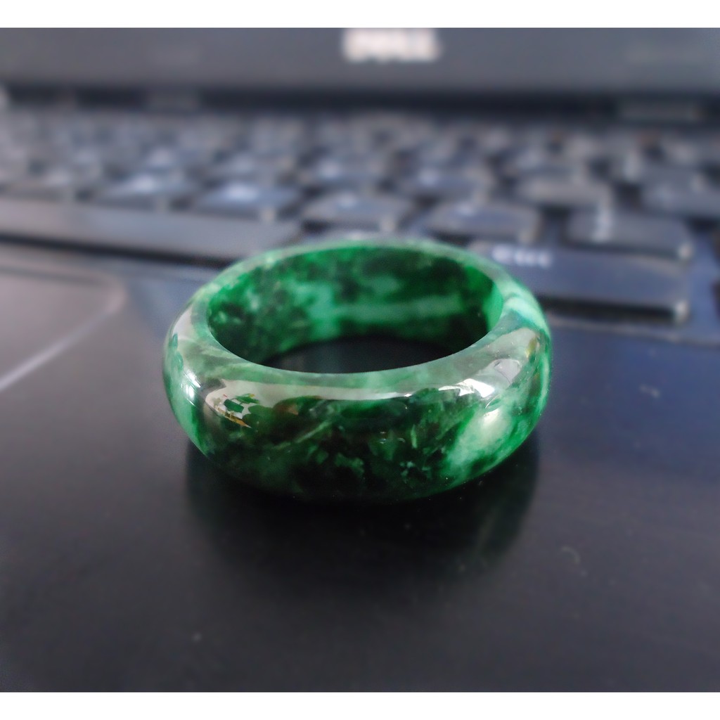 Nhẫn Ngọc Phỉ Thúy Myanmar tự nhiên xanh lục đường kính trong 21mm