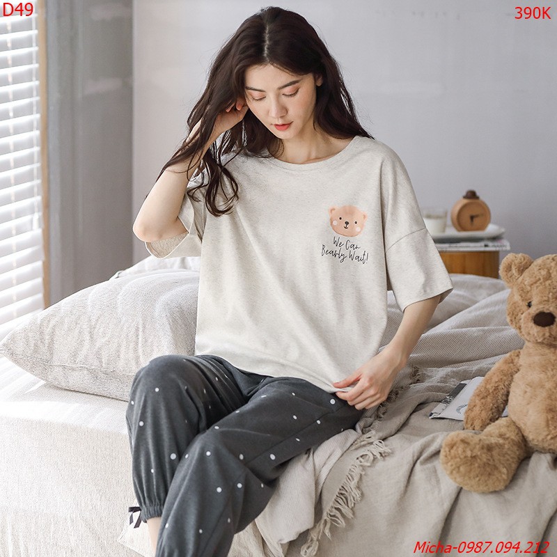 Đồ bộ nữ cotton cao cấp dễ thương trẻ trung (có hình in sau lưng) - Micha D49