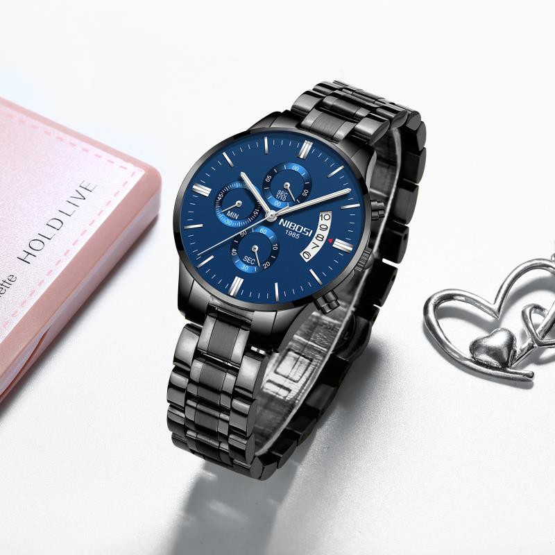 NIBOSI 2021 Đồng hồ nữ sang trọng mới Đồng hồ đeo tay nữ Chronograph Quartz Đồng hồ đeo tay nữ Đồng hồ đeo tay nữ