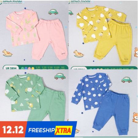 Bộ q.a dài tay cotton in thú ngộ nghĩnh cao cấp bé trai bé gái Uala Rogo 3894