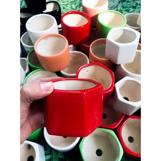 Chậu gốm sứ trồng cây cảnh hình lục giác