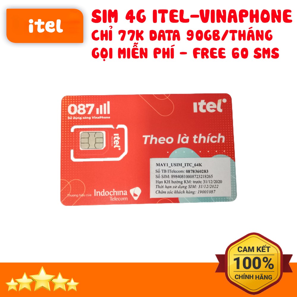 Sim Itel cho thuê bao sử dụng tạo tài khoản, dùng luôn có thể đăng ký gói MAY77