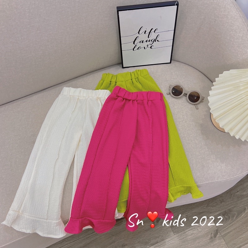 Bộ sóng nhăn quần loe cho bé gái