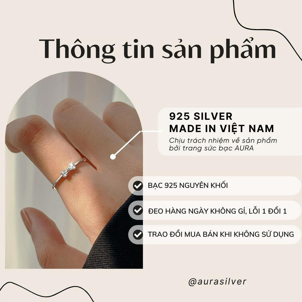 Nhẫn nữ bạc 925 nhẫn Nơ mini - AURA SILVER - N48