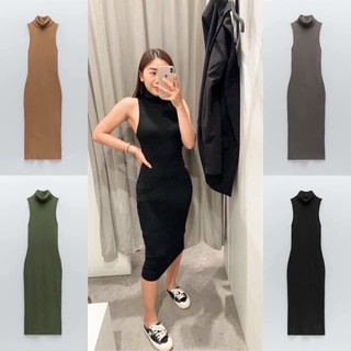 VÁY BODY ZIP CỔ LỌ 4 MÀU