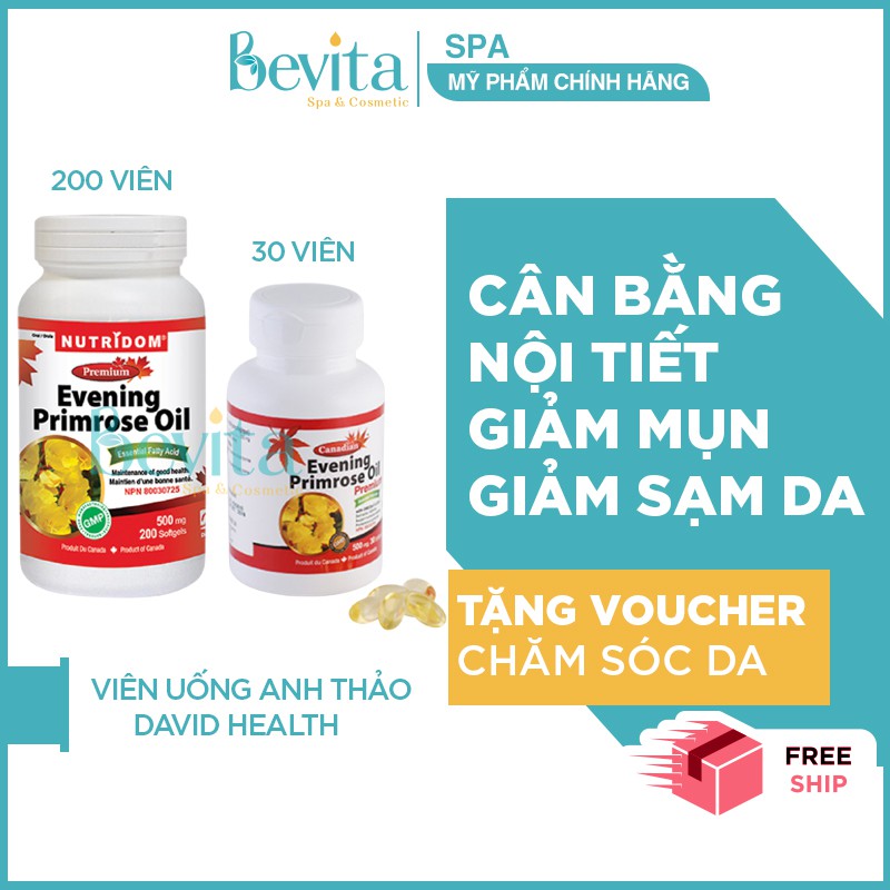 [Date Mới] Viên Uống Dầu Hoa Anh Thảo David Health Evening Primrose, Viên Uống Nội Tiết Tố - Bevita