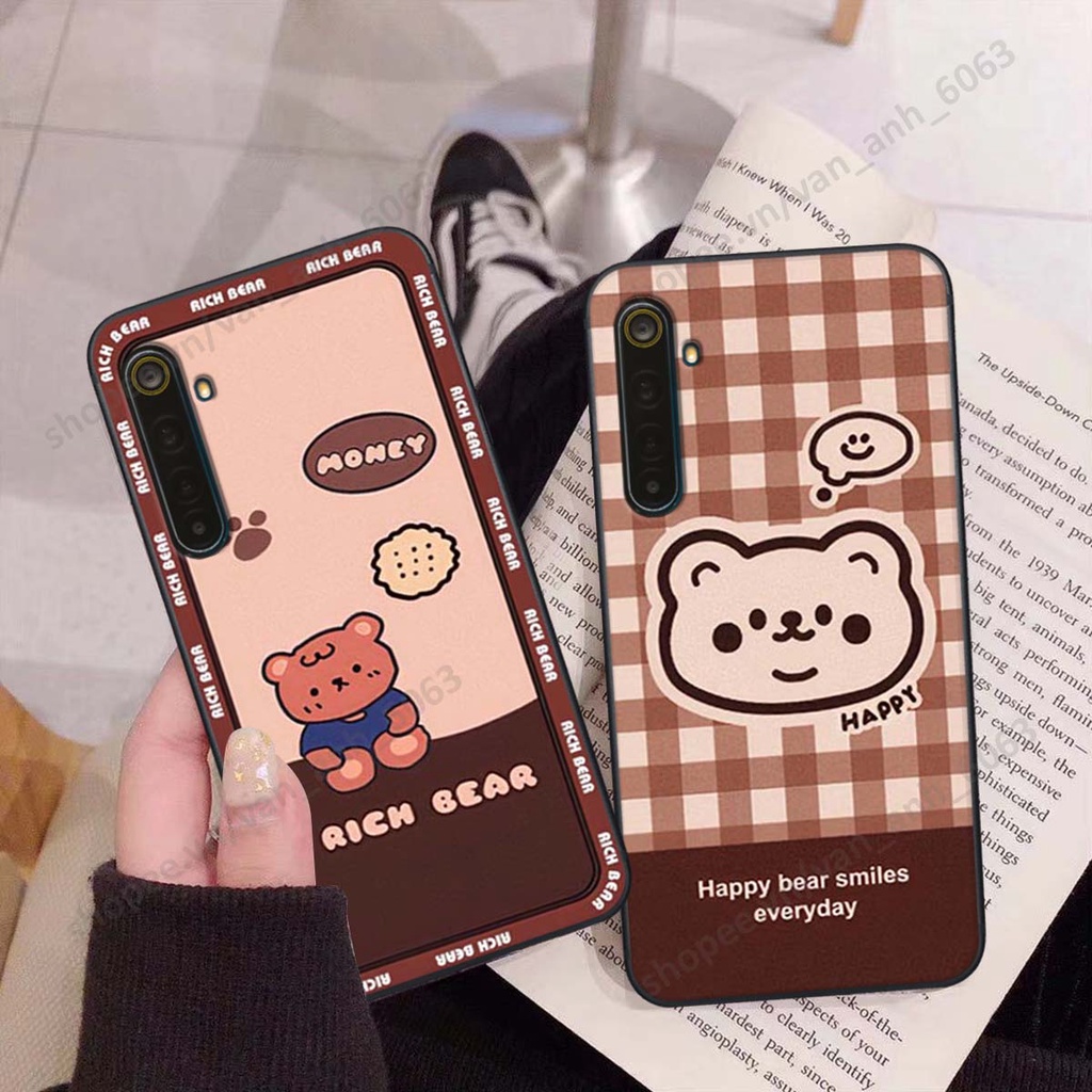 Ốp lưng Realme 6 / 6 Pro in hình hoa, gấu rich bear nghệ thuật, thời trang