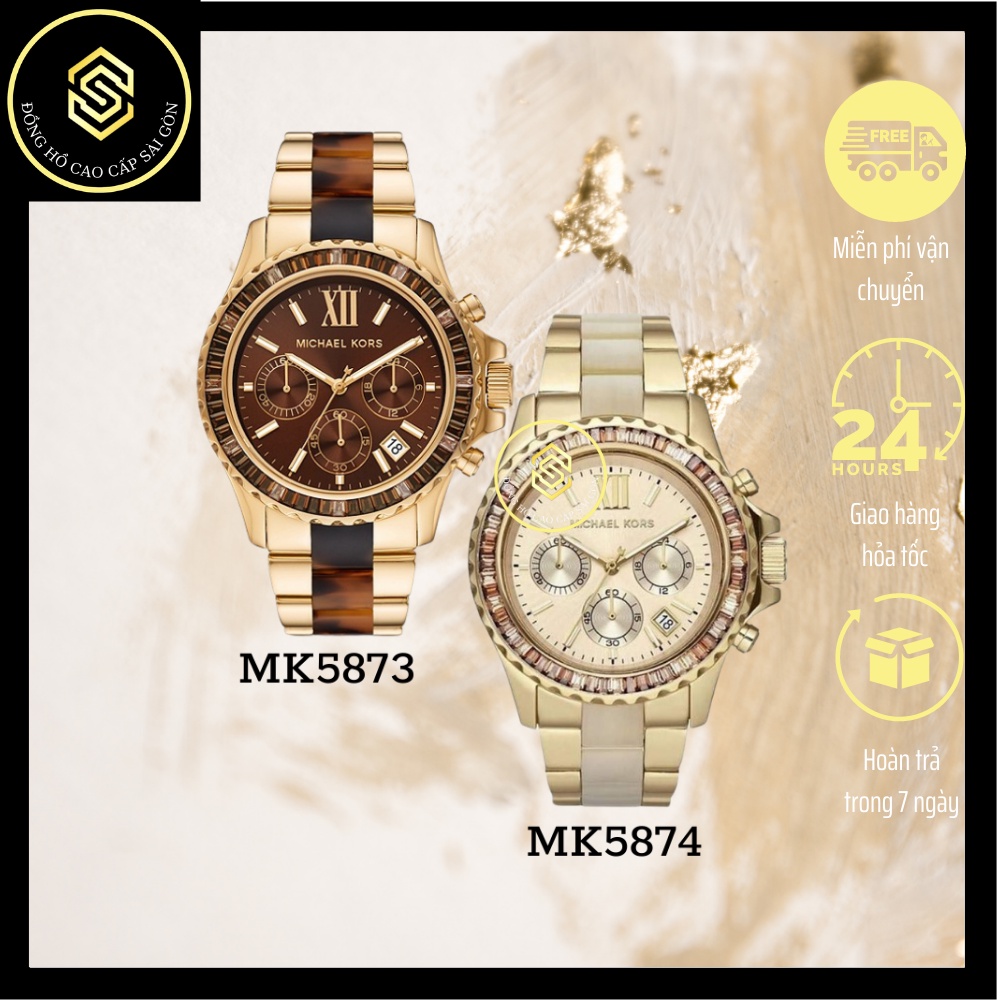 Đồng Hồ Nam Nữ Unisex Michael Kors MK5873 MK5874 , Dây Thép , Size 40mm