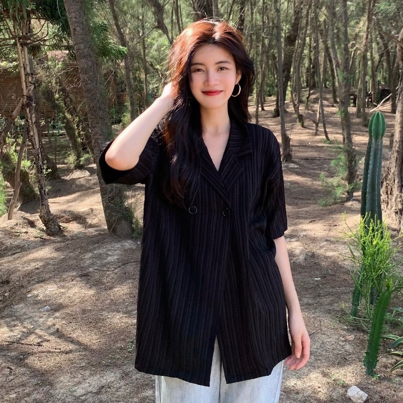 Áo Sơ Mi Trắng Tay Ngắn Dáng Rộng Thời Trang Mùa Hè Hàng Mới 2022 Cho Nữ